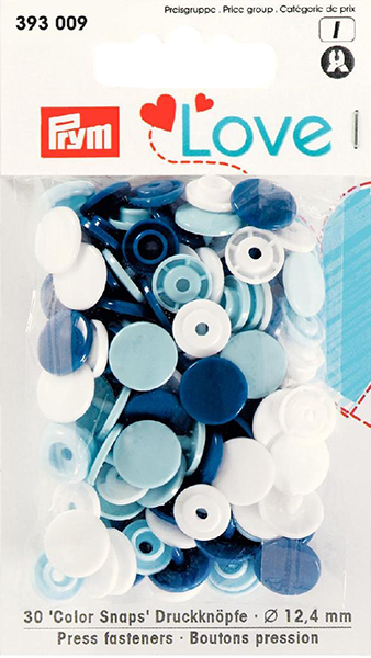 Prym Love Colour Snaps 12mm white/navy/light blue